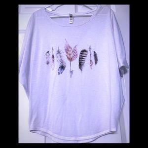 White shirt with feathers
